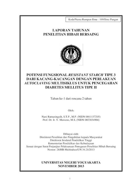 Pdf Laporan Tahunan Penelitian Hibah Bersaing Ekstraksi Pati Dari