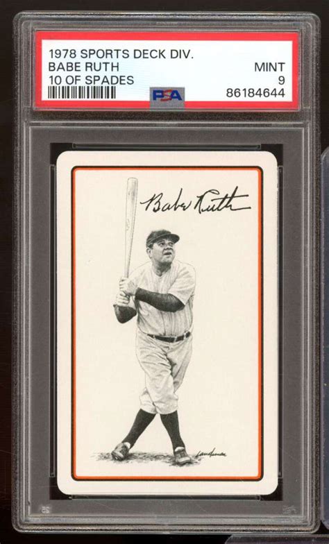 Babe Ruth Card 1978 Sports Deck Division 10 Of Spades Nno PSA 9