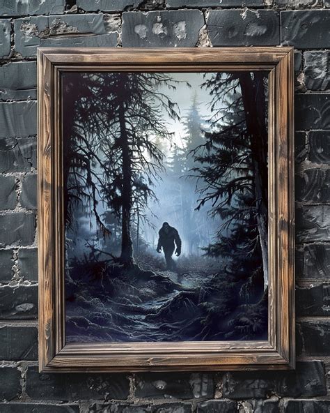 Bigfoot Wall Art Poster Vintage Raven Wall Art Spooky Cryptid Wall