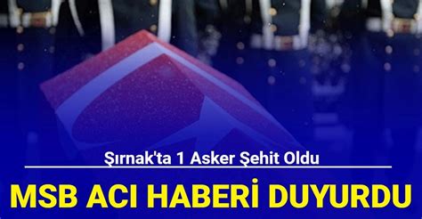 MSB acı haberi duyurdu Şırnak ta 1 asker şehit oldu