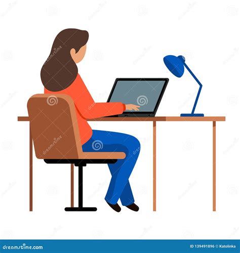 Woman Typing Clipart