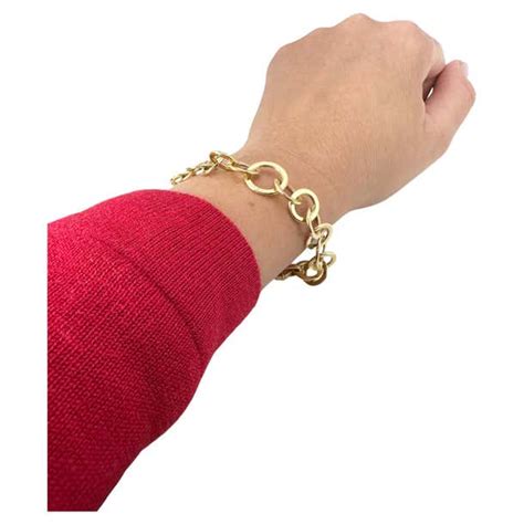 Gold Bracelet Large Links Bracelet 14 Karat Modern Link Bracelet For