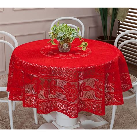 Toalha De Mesa 4 Lugares Redonda Renda Floral 1 50m Várias Cores