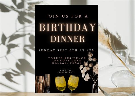 Birthday Dinner Invitation Birthday Dinner Invite Birthday - Etsy