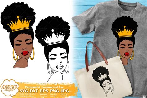 Afro Woman With Crown Black Woman Svg Black Queen Svg