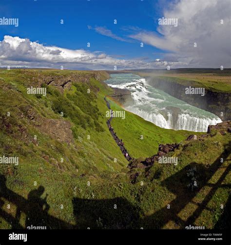 A Huge Series Of Waterfalls And River Gorge In Central Iceland The