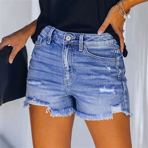 Aloohaidyvio No Boundaries Denim Shorts For Women Womens Ripped Denim