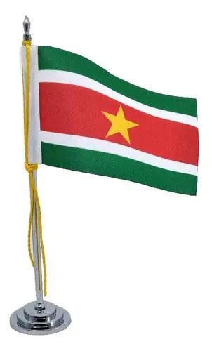 Mini Bandeira De Mesa Suriname Cm Mastro Poli Ster Frete Gr Tis