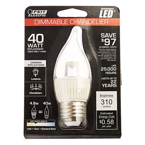 Feit Electric Performance 40 Watt Dimmable Chandelier LED Light Bulb