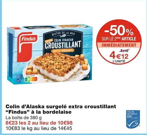 Promo Findus colin dalaska surgelé extra croustillant à la bordelaise