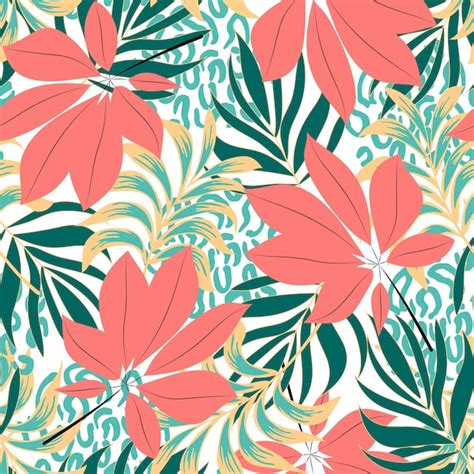 Abstrait Motif Tropical Sans Couture Avec Des Plantes Et Des Feuilles