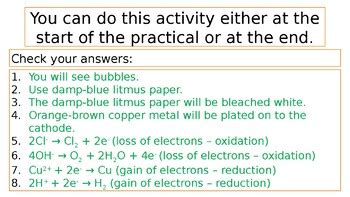 Gcse Required Practical Electrolysis Of Aqueous Solutions Tpt