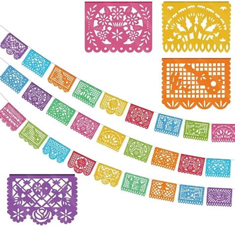 Kit 3 Pancartas Mexicanas Fiestas Patrias De Papel Picado Meses Sin