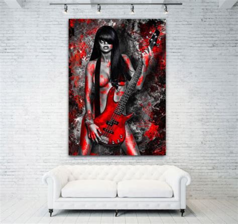 Leinwand Bild Sensual Guitar Woman Kunstdruck Wand Bilder Erotik