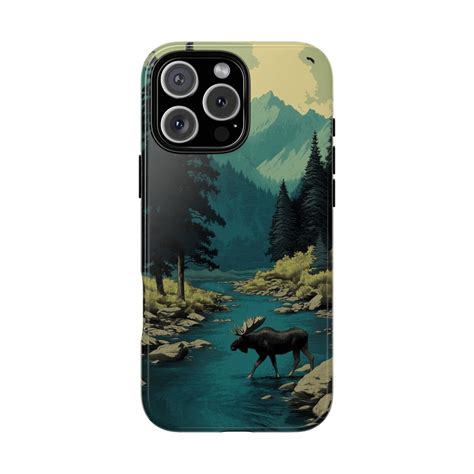 Bull Moose Vintage Lakes Wildlife Scenic Animal Phone Case for iPhone