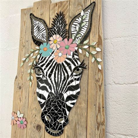 Mosaic Artwork Mosaic Wall Art Wood Wall Art Zebra Wall Decor Wall