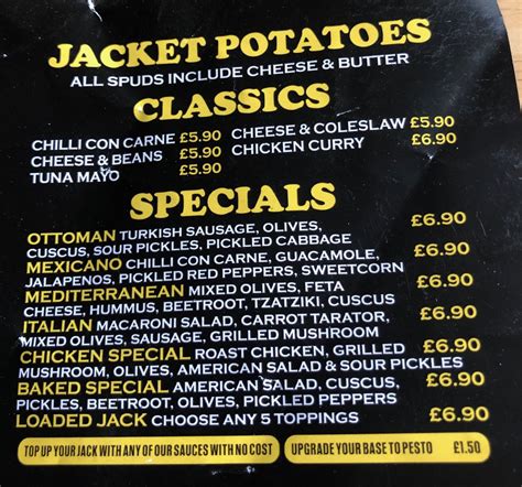 Baked In Nottingham Jacket Potato Menu The Nottingham Food Blog