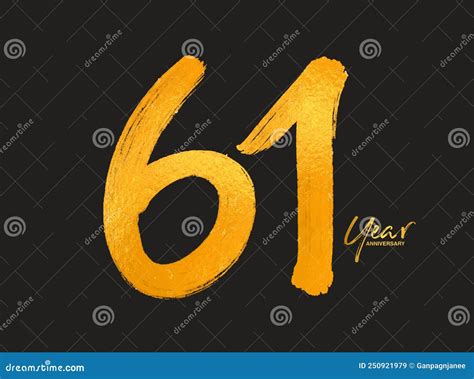 Gold 61 Years Anniversary Celebration Vector Template, 61 Years Logo ...