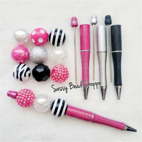 Pink Diy Bubblegum Bead Pen Kit Beadable Pens Mm Chunky Etsy