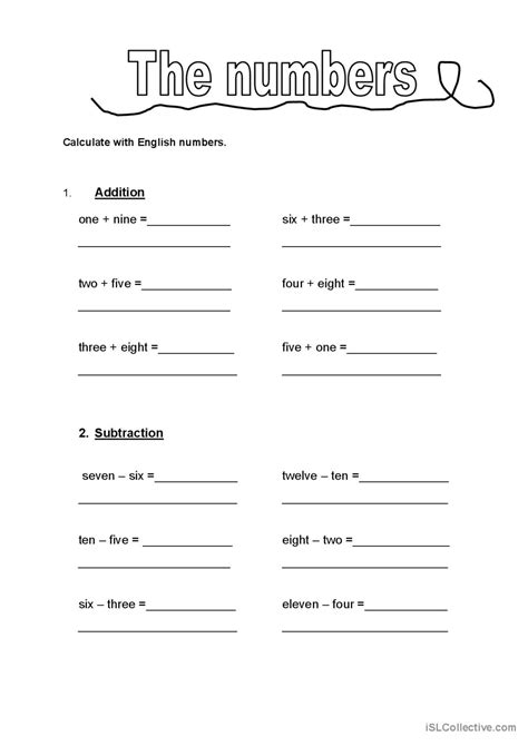 Calculate With English Numbers English Esl Worksheets Pdf Doc