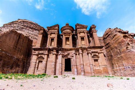 The Monastery A Building Carved Out Of Rock In The Ancient Petra