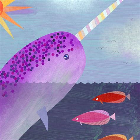 Purple Narwhal Unicorn Of The Sea Narwhal Art Print For Etsy