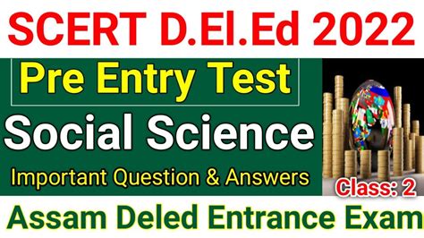 Assam Deled Entrance Exam 2022 Scert Deled Pre Entry Test 2022