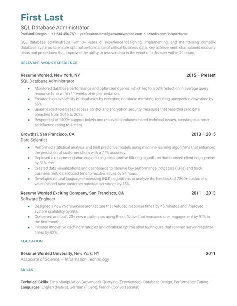 PL SQL Developer Resume Example For 2023 Resume Worded 54 OFF