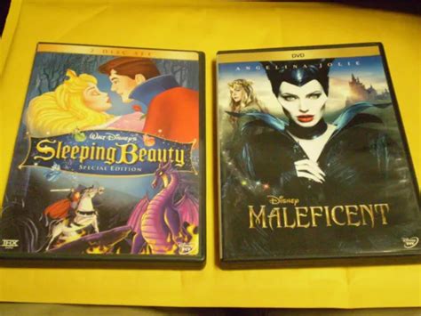 2 Disney Sleeping Beauty Maleficent Dvd Lot Both Movies Children