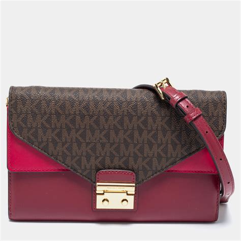 Michael Kors Tri Color Signature Coated Canvas And Leather Crossbody