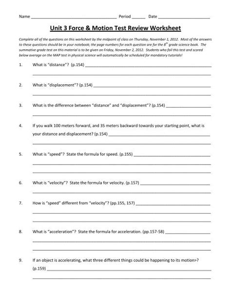 Force And Motion Worksheets K5 Learning Worksheets Library