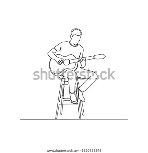 Continuous Line Drawing Man Playing Guitar Stock Vector Royalty Free 1820938346 Shutterstock