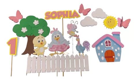 Set De Toppers Para Pastel Gallina Pintadita Pesonalizable Meses Sin