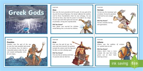 Greek God Fact Files KS2 Resources Mythology