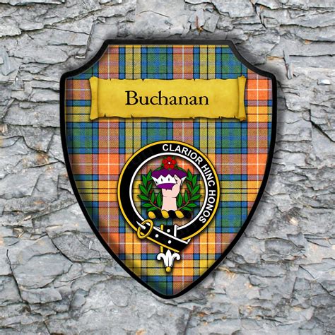 Buchan Shield Plaque With Scottish Clan Coat Of Arms Badge On Clan