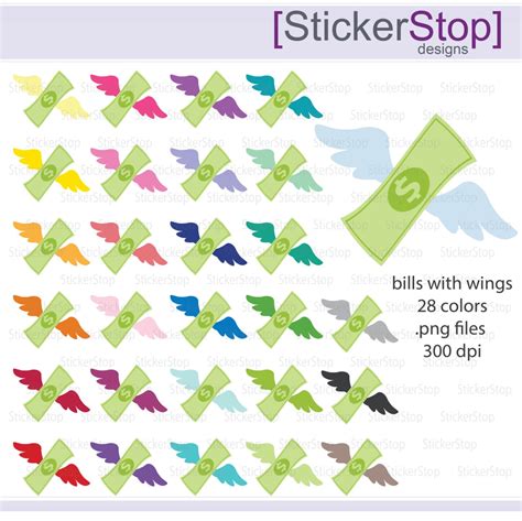 Money With Wings Icon Digital Clipart in Rainbow Colors - Etsy