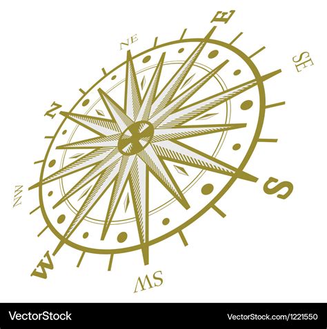 Wind Rose Compass Isolated On White Royalty Free Vector