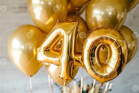 Happy 40th Birthday. Gold Helium 40 Birthday Balloons at a Celebration ...