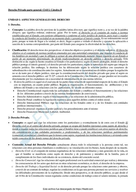 Derecho Privado Civil I Catedra B Derecho Privado Parte General