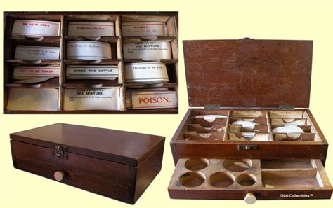 Wood Box With Chemist Labels Gilai Collectibles