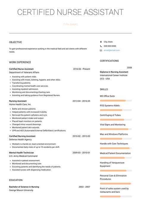 Nursing Assistant - Resume Samples and Templates | VisualCV