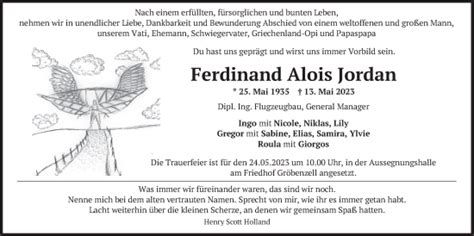 Traueranzeigen Von Ferdinand Alois Jordan Trauer Merkur De