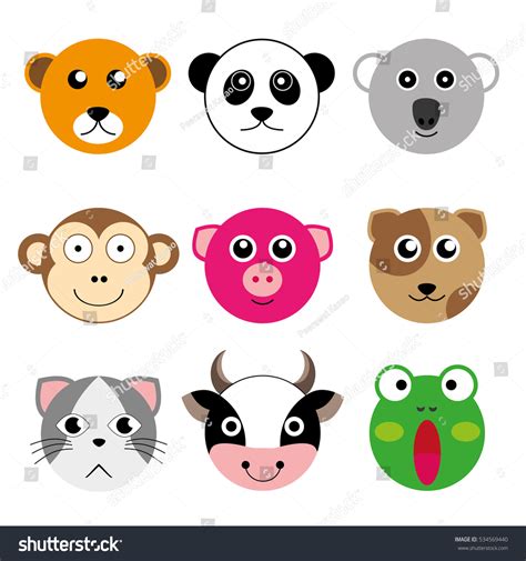 Animal Face Set Stock Vector Royalty Free 534569440