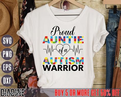 Autism Month T Svg Proud Auntie Of A Autism Warrior Svg Etsy