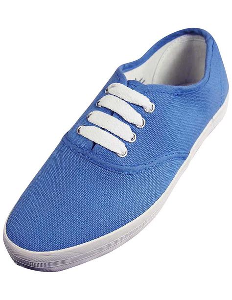 Easy Usa Womens Canvas Lace Up Shoe With Padded Insole B M Us