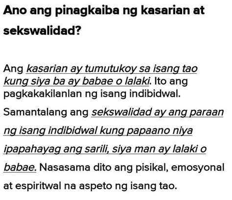 Pagkakaiba Ng Kasarian At Sekswalidad Brainly Ph