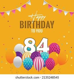 Happy 84th Birthday Greeting Card Vector Stock Vector Royalty Free