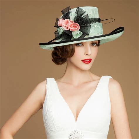 Luxury Elegant British diamond flower sinamay hat for women new ladies ...