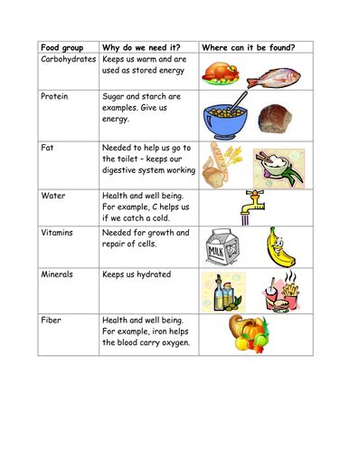 Food Groups Card Sort Teaching Resources