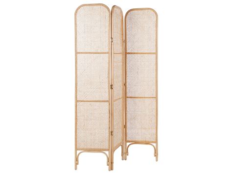 Biombo Com 3 Painéis Em Rattan Natural 105 X 180 Cm Potenza Belianipt